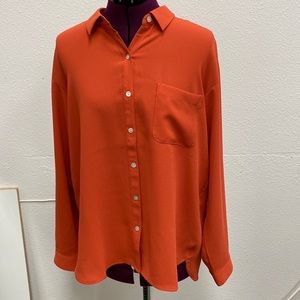 J. Jill Dress Shirt Button Down Long Sleeve Orange Women’s Medium